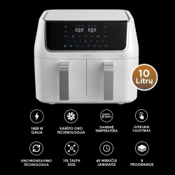 10 l kahekordne Kuumaõhufritüür Zyle dual Air Fryer ZY009WDAF 1800w white